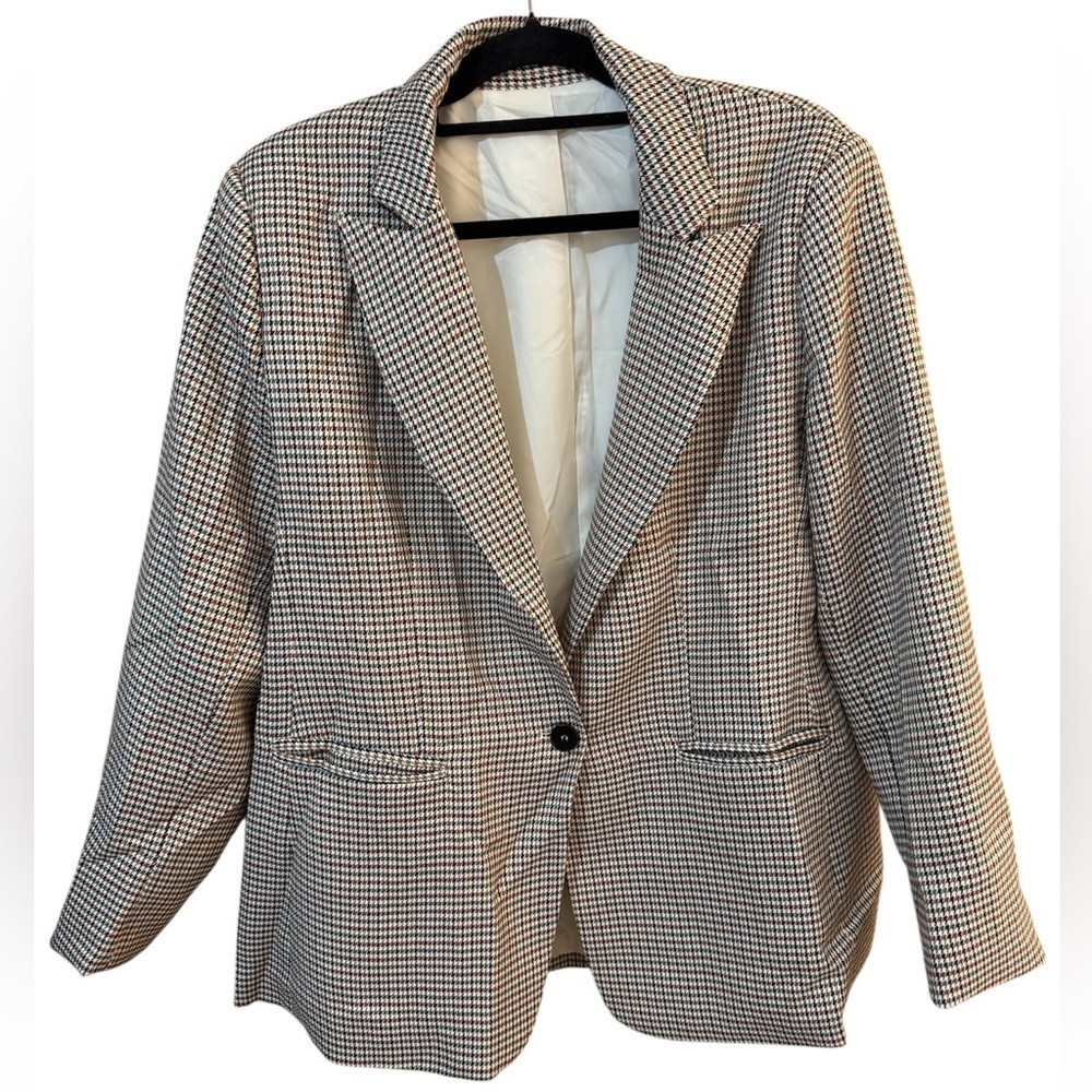Maurices Black, Brown & Cream Houndstooth Blazer With Lining Sz XXL